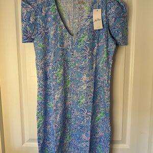 Lilly Pulitzer Aleece Dress in Blue Peri The Turtle Package L NWT